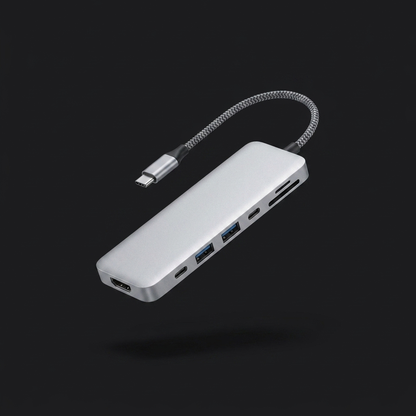 Seven-Port USB-C Hub on charcoal background - studio v1