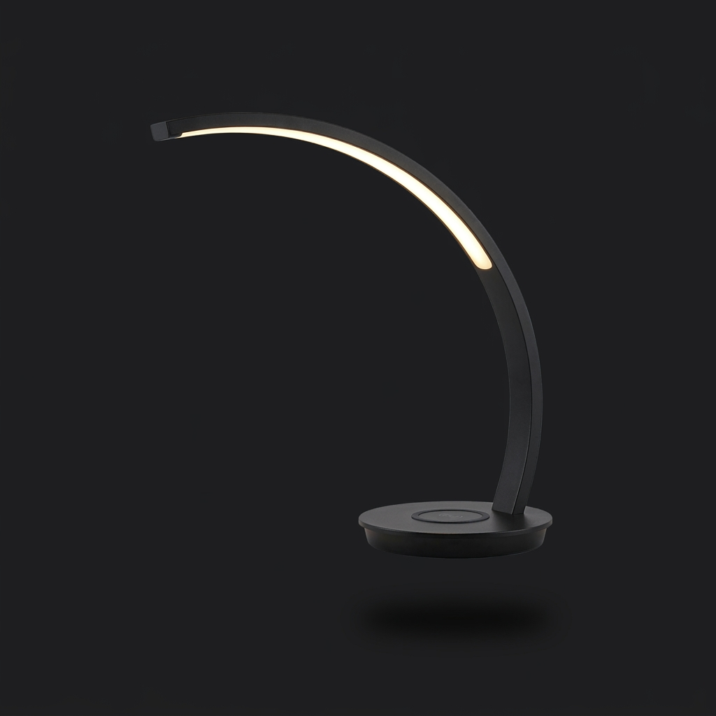 Arc LED Desk Lamp on charcoal background - studio v1