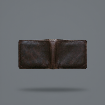 M01 Leather Cardholder on slate blue-grey background - studio v2